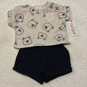 CAT & JACK BEAR PRINT SHORT SET
